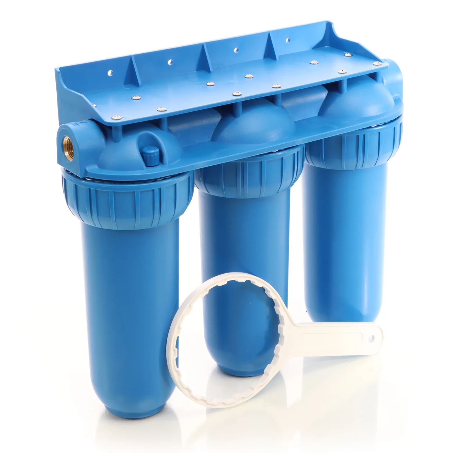 Naturewater NW-BR10B5 3 Stufen Wasserfilter, 5 µ, 20,67 mm (1/2"), Ø60 mm PP Kartusche, Filter Wandhalterung, Filterschlüssel, Sedimentfilter Aktivkohleblock Aktivkohlegranulat