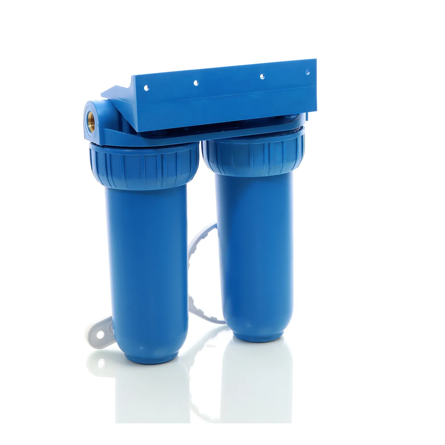 Naturewater NW-BR10B2 2 Stufen Wasserfilter Doppelfilter, 5 µ, 32,89 mm (1"), Ø62 mm PP Kartusche, Filter Wandhalterung, Filterschlüssel, Sedimentfilter Aktivkohleblock