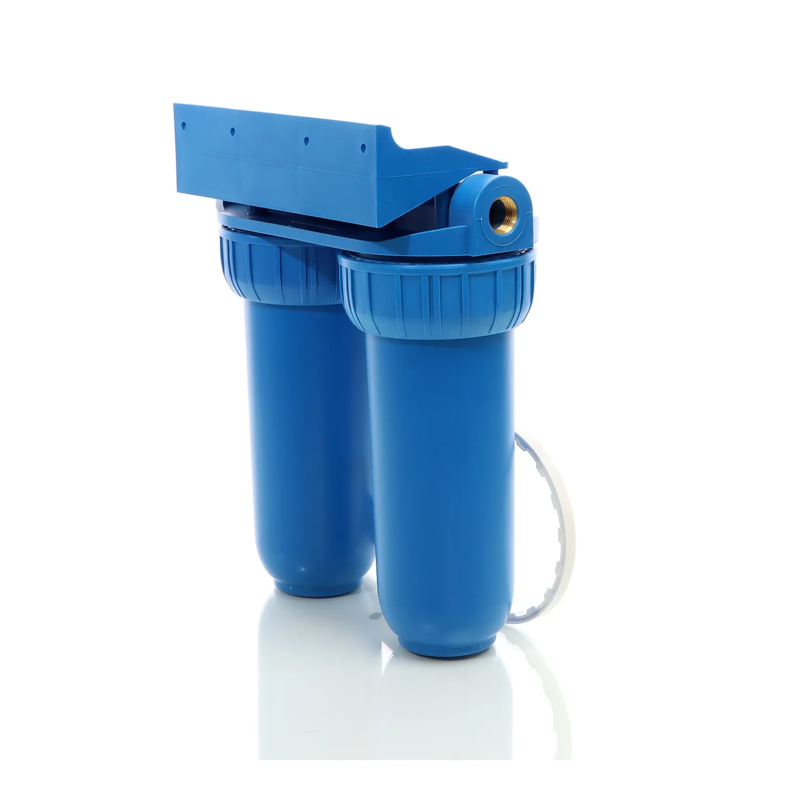 Naturewater NW-BR10B2 2 Stufen Wasserfilter Doppelfilter, 5 µ, 32,89 mm (1"), Ø62 mm PP Kartusche, Filter Wandhalterung, Filterschlüssel, Sedimentfilter Aktivkohleblock