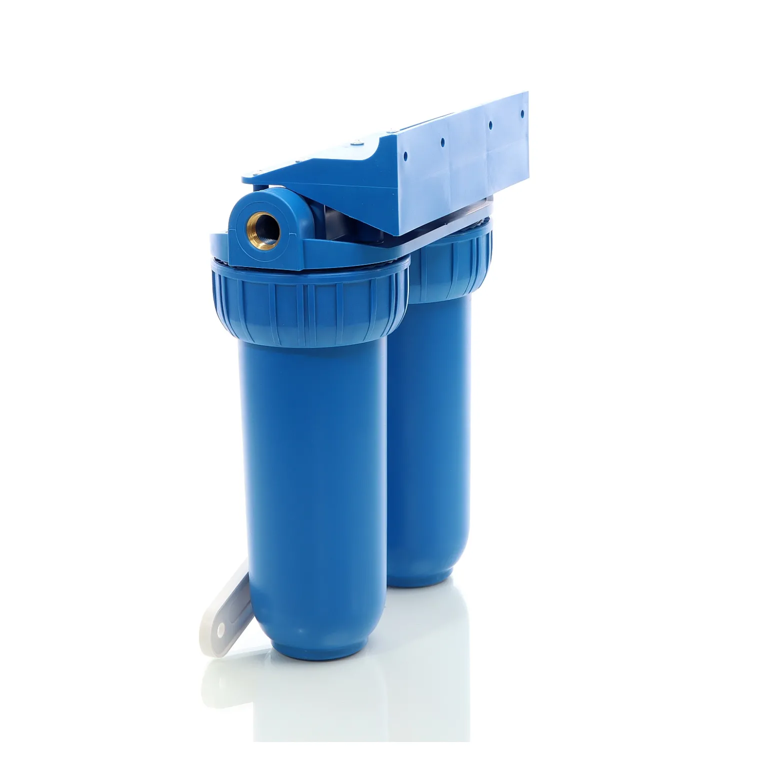 Naturewater NW-BR10B2 2 Stufen Wasserfilter Doppelfilter, 5 µ, 32,89 mm (1"), Ø62 mm PP Kartusche, Filter Wandhalterung, Filterschlüssel, Sedimentfilter Aktivkohleblock