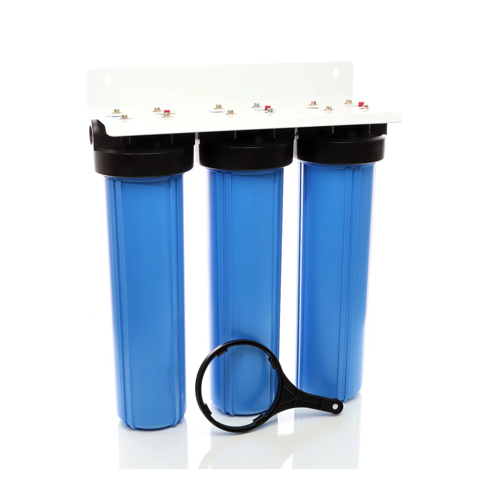 Naturewater NW-BRL03 3 Stufen Wasserfilter, 5 µ, 32,89 mm (1"), Ø113 mm PP Kartusche, Filter Wandhalterung, Filterschlüssel, Sedimentfilter Aktivkohleblock Aktivkohlegranulat