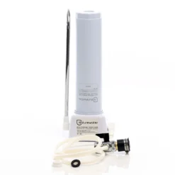 Naturewater NW-1-CTO 1 Stufen Counter Top Wasserfilter, 5 µ, Aktivkohle Block Filtereinsatz, Kartusche Filter, mit Universaladapter, Wasserhahn