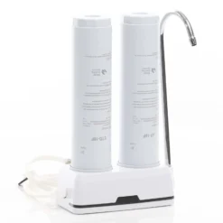 Naturewater NW-2-CTOUF 2 Stufen Counter Top Wasserfilter, 5 µ, Aktivkohle Block Filtereinsatz und Ultrafilter, mit Universaladapter, Wasserhahn