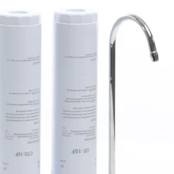 Naturewater NW-2-CTOUF 2 Stufen Counter Top Wasserfilter, 5 µ, Aktivkohle Block Filtereinsatz und Ultrafilter, mit Universaladapter, Wasserhahn