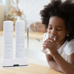 Naturewater NW-2-CTOUF 2 Stufen Counter Top Wasserfilter, 5 µ, Aktivkohle Block Filtereinsatz und Ultrafilter, mit Universaladapter, Wasserhahn