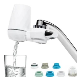Naturewater NW-LT-H2A 9 Stufen On Tap Wasserfilter, 120 L/h, kompakter PP Wasserhahnfilter mit 9 Filterstufen, Wasserhahnfilter