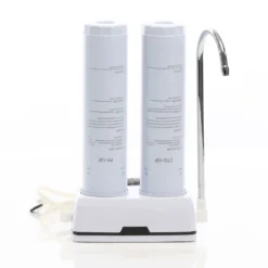 Naturewater NW-2-PPCTO 2 Stufen Counter Top Wasserfilter, 5 µ, PP Sediment und Aktivkohle Block Filtereinsatz, mit Universaladapter, Wasserhahn