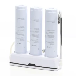 Naturewater NW-3-PPGACCTO 3 Stufen Counter Top Wasserfilter, 5 µ, PP Sediment, Aktivkohle Granulat, Aktivkohle Block Filtereinsatz, mit Universaladapter, Wasserhahn