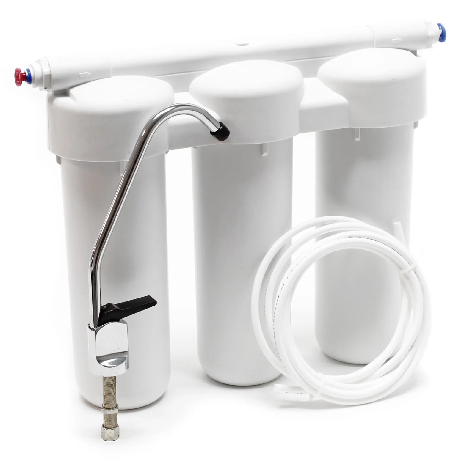 Naturewater NW-PRG03 3 Stufen Wasserfilter, 5 µ, Ø60 mm PP Kartusche, Untertischfilter Wandhalterung, Filterschlüssel, Sedimentfilter Aktivkohleblock Aktivkohlegranulat