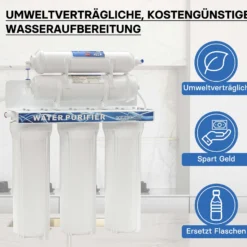 Naturewater NW-PR305 5 Stufen Wasserfilter, 5 µ, PP Kartusche, Untertischfilter Wandhalterung, Filterschlüssel, Sedimentfilter Aktivkohle, Wasserhahn, 2,5m Schlauch, Kurzdreiwegeventil, Kugelhahn