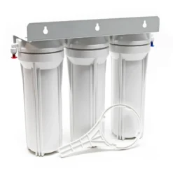 Naturewater NW-PR303 3 Stufen Wasserfilter, 5 µ, Ø60 mm PP Kartusche, Filter Wandhalterung, Filterschlüssel, Sedimentfilter Aktivkohleblock Aktivkohlegranulat, 2,5 m Schlauch