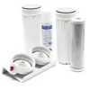 Naturewater NW-PR302 2 Stufen Wasserfilter Doppelfilter, 5 µ, Ø60 mm PP Kartusche, Filter Wandhalterung, Filterschlüssel, 2,5 m Schlauch, Sedimentfilter Aktivkohleblock