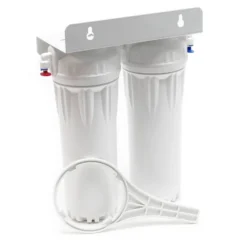 Naturewater NW-PR302 2 Stufen Wasserfilter Doppelfilter, 5 µ, Ø60 mm PP Kartusche, Filter Wandhalterung, Filterschlüssel, 2,5 m Schlauch, Sedimentfilter Aktivkohleblock
