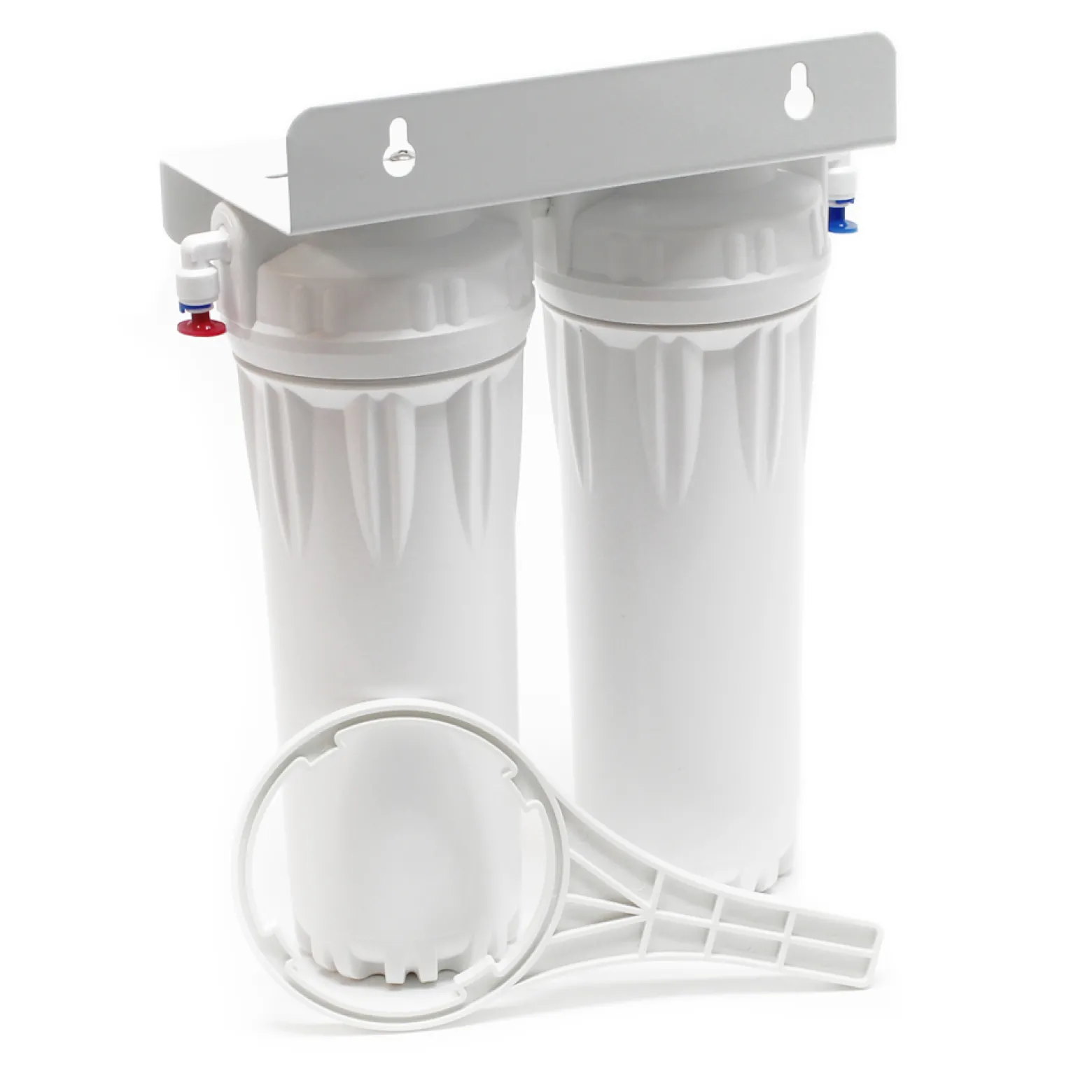 Naturewater NW-PR302 2 Stufen Wasserfilter Doppelfilter, 5 µ, Ø60 mm PP Kartusche, Filter Wandhalterung, Filterschlüssel, 2,5 m Schlauch, Sedimentfilter Aktivkohleblock