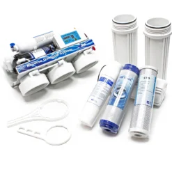 Naturewater NW-RO50-D1 Umkehrosmoseanlage 190 L/Tag, 5-stufiges Trinkwasser Filtrationssystem, Osmose System mit Druckerhöhungspumpe