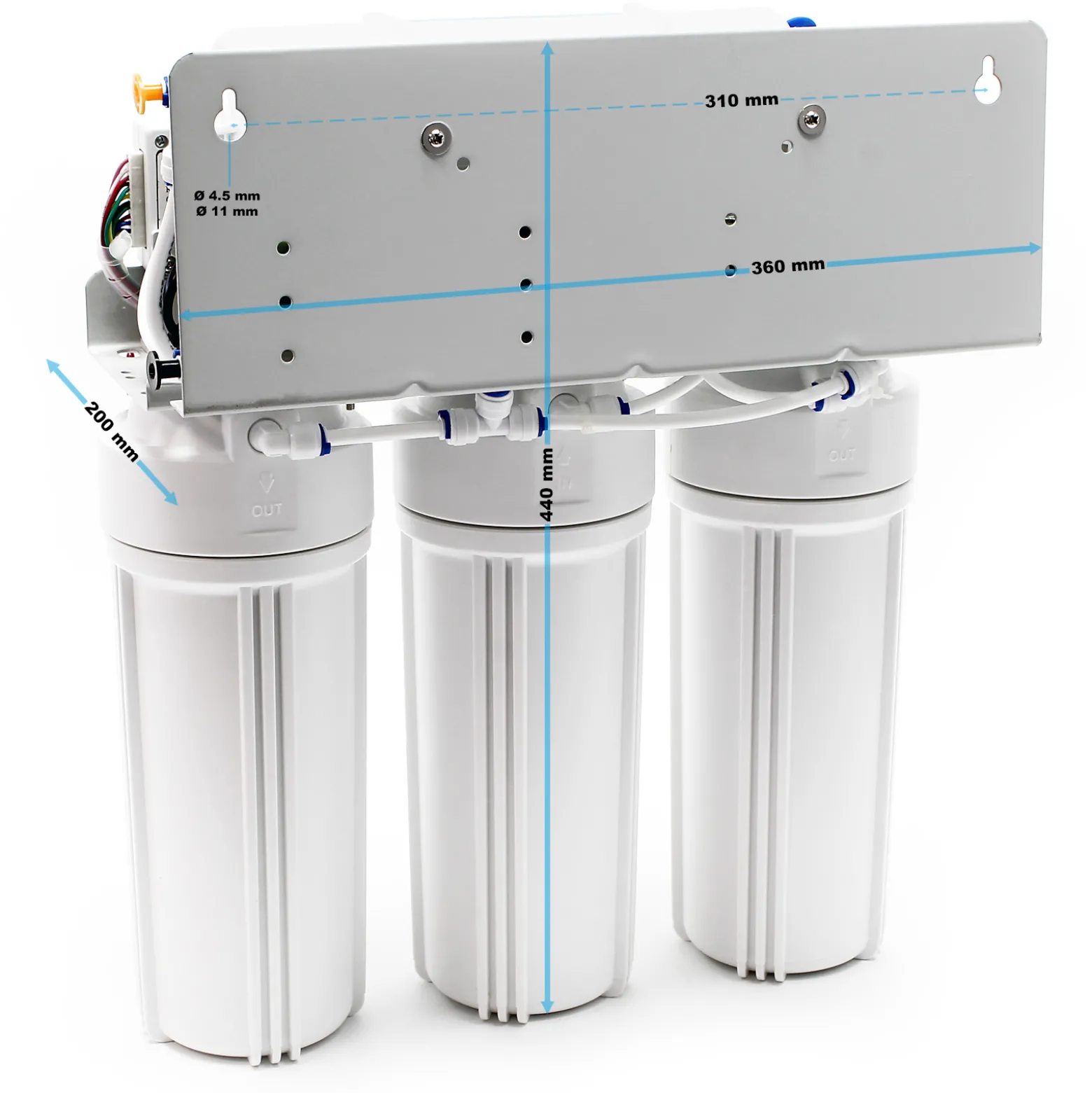 Naturewater NW-RO50-D1 Umkehrosmoseanlage 190 L/Tag, 5-stufiges Trinkwasser Filtrationssystem, Osmose System mit Druckerhöhungspumpe
