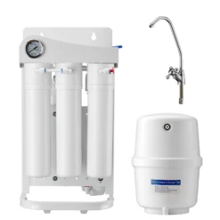 Naturewater NW-RO50-G1 5 Stufen Umkehrosmose 180 L/Tag mit Rahmen und Druckanzeige, RO Omsoseanlage für sauberes Trinkwasser