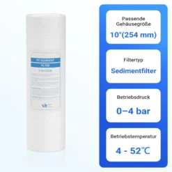 Naturewater 5 µ PP Sedimentfilter Kartusche 254 mm (10 Zoll), Wasserfilter Kartusche, Filterpatrone für Trinkwasser Umkehrosmoseanlage