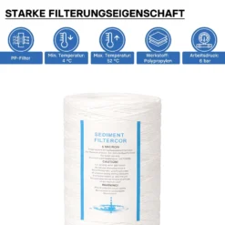 Naturewater PPW-10A 5 µ Baumwollfilter Einsatz Kartusche 254 mm (10 Zoll), Wasserfilter Kartusche, Filterpatrone für Trinkwasser Umkehrosmoseanlage