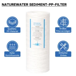 Naturewater PPW-10A 5 µ Baumwollfilter Einsatz Kartusche 254 mm (10 Zoll), Wasserfilter Kartusche, Filterpatrone für Trinkwasser Umkehrosmoseanlage