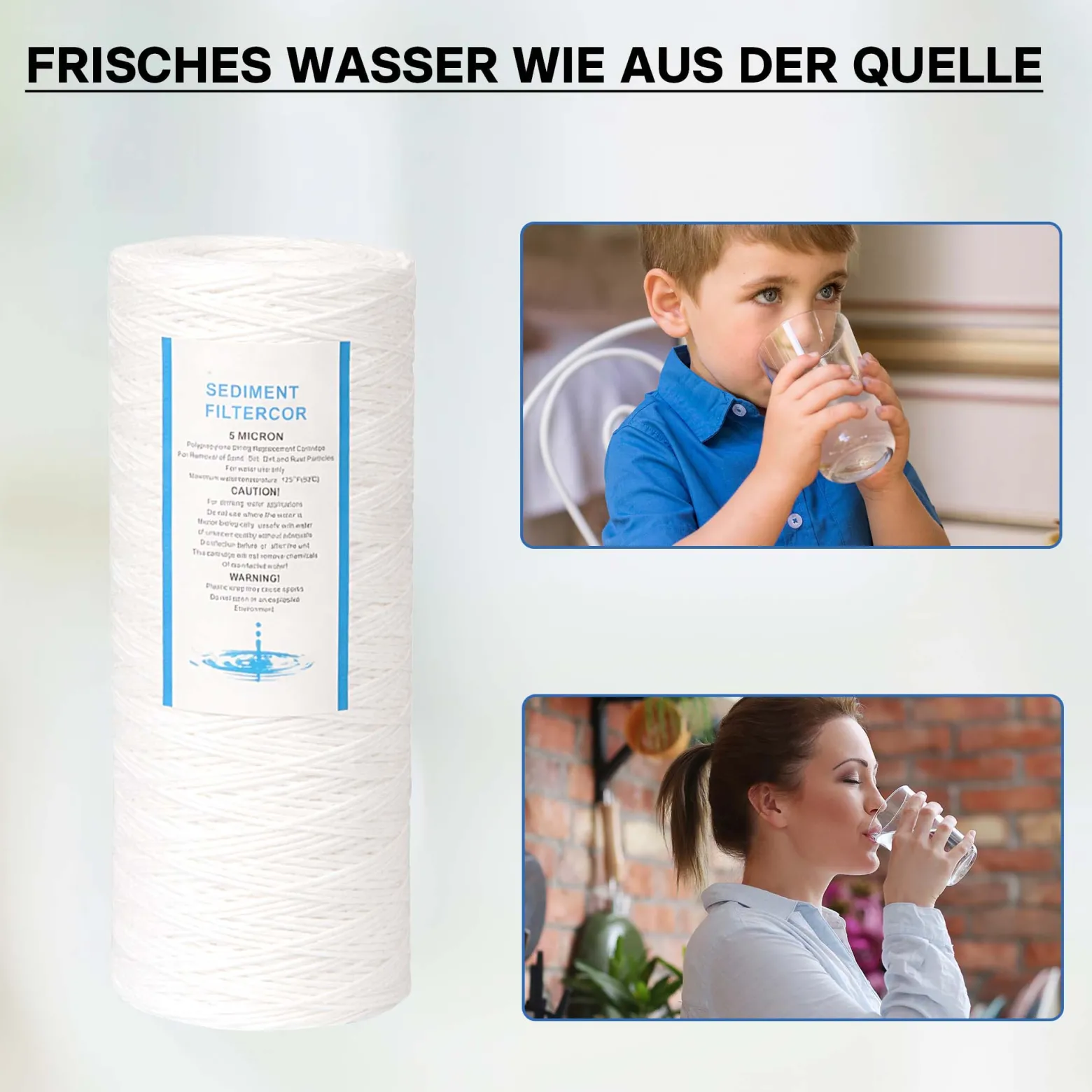 Naturewater PPW-10A 5 µ Baumwollfilter Einsatz Kartusche 254 mm (10 Zoll), Wasserfilter Kartusche, Filterpatrone für Trinkwasser Umkehrosmoseanlage