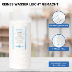 Naturewater PPW-10A 5 µ Baumwollfilter Einsatz Kartusche 254 mm (10 Zoll), Wasserfilter Kartusche, Filterpatrone für Trinkwasser Umkehrosmoseanlage