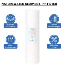 Naturewater PPW-20L 5 µ Baumwollfilter Einsatz Kartusche 508 mm (20 Zoll), Wasserfilter Kartusche, Filterpatrone für Trinkwasser Umkehrosmoseanlage