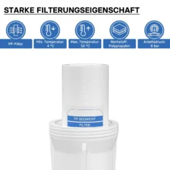 Naturewater Sedimentfilter 1 µ Kartusche 254 mm (10 Zoll) PP, Wasserfilter Ersatzkartusche für Umkehrosmoseanlage, Filterpatrone für Trinkwasser Hauswasseranlage