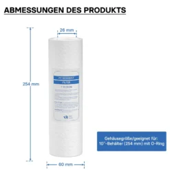 Naturewater Sedimentfilter 1 µ Kartusche 254 mm (10 Zoll) PP, Wasserfilter Ersatzkartusche für Umkehrosmoseanlage, Filterpatrone für Trinkwasser Hauswasseranlage