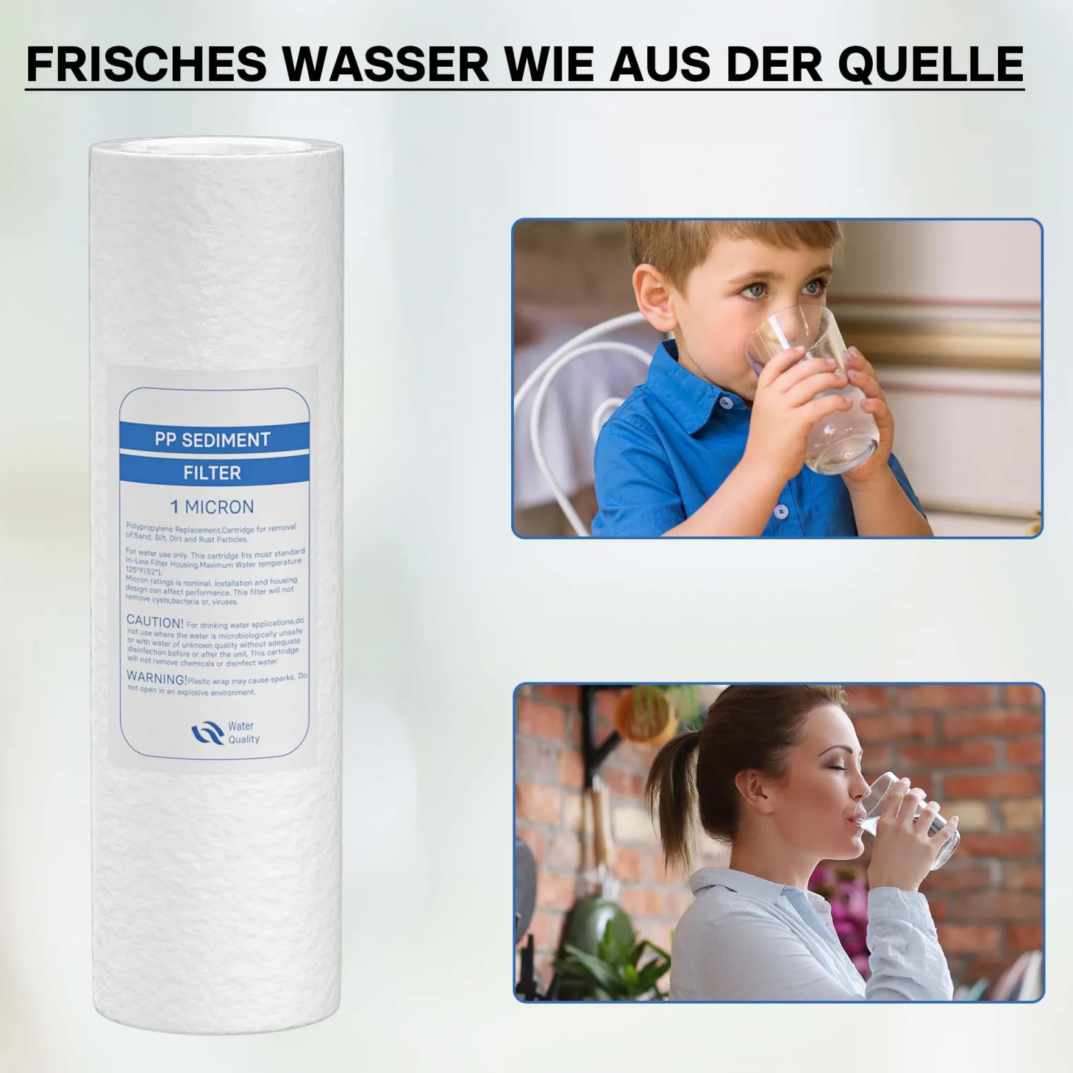 Naturewater Sedimentfilter 1 µ Kartusche 254 mm (10 Zoll) PP, Wasserfilter Ersatzkartusche für Umkehrosmoseanlage, Filterpatrone für Trinkwasser Hauswasseranlage
