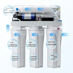 Naturewater 5 Stufen Umkehrosmose 180 L/Tag mit Druckerhöhungspumpe und manuellem Ventil, RO Omsoseanlage für sauberes Trinkwasser