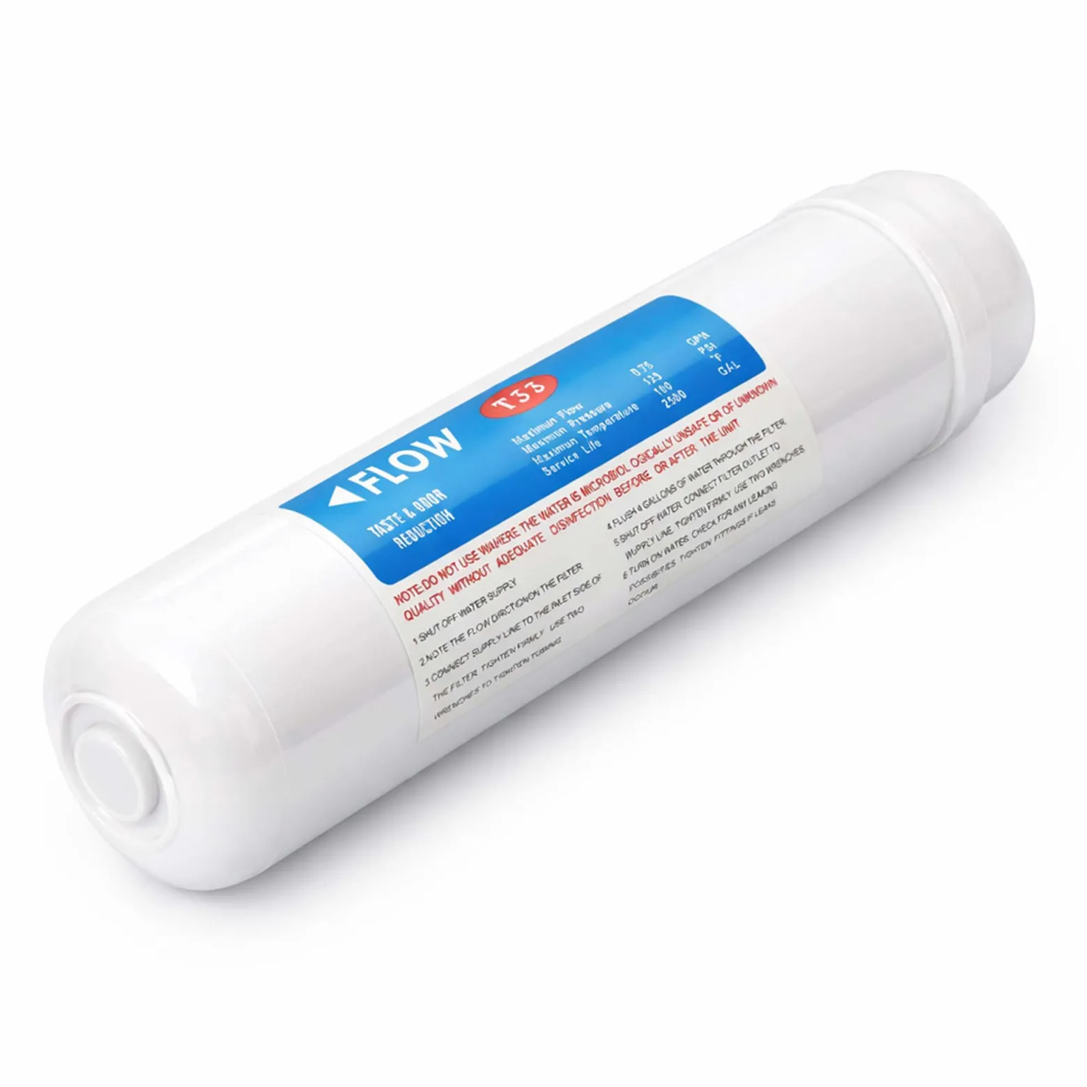 Naturewater T33B Aktivkohle Granulat Filter Gourmet 10 Zoll (254 mm) 5 µ Ersatz Wasserfilter, 50 l/h Durchfluss, Trinkwasser Filter, Ersatz Filterkartusche