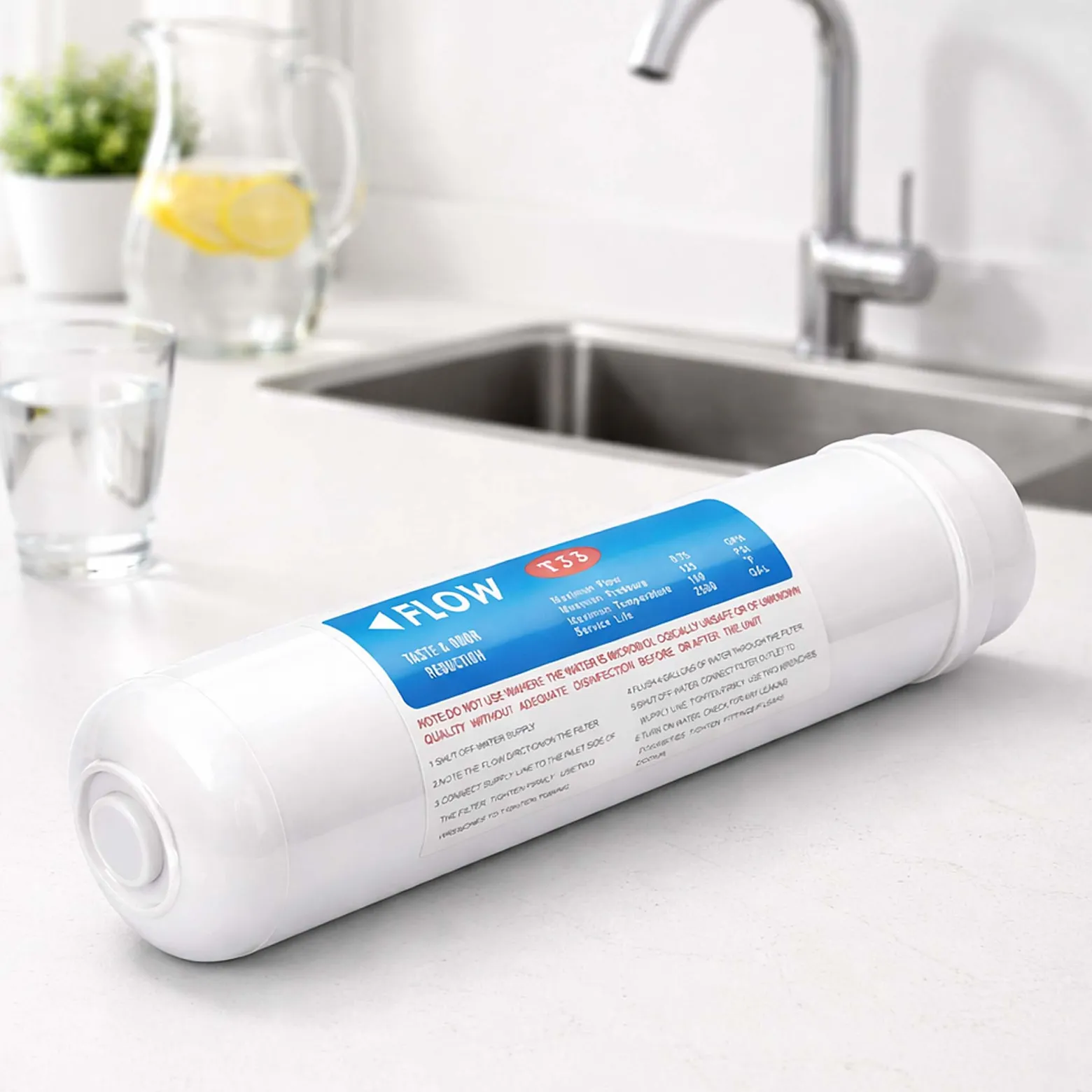 Naturewater T33B Aktivkohle Granulat Filter Gourmet 10 Zoll (254 mm) 5 µ Ersatz Wasserfilter, 50 l/h Durchfluss, Trinkwasser Filter, Ersatz Filterkartusche