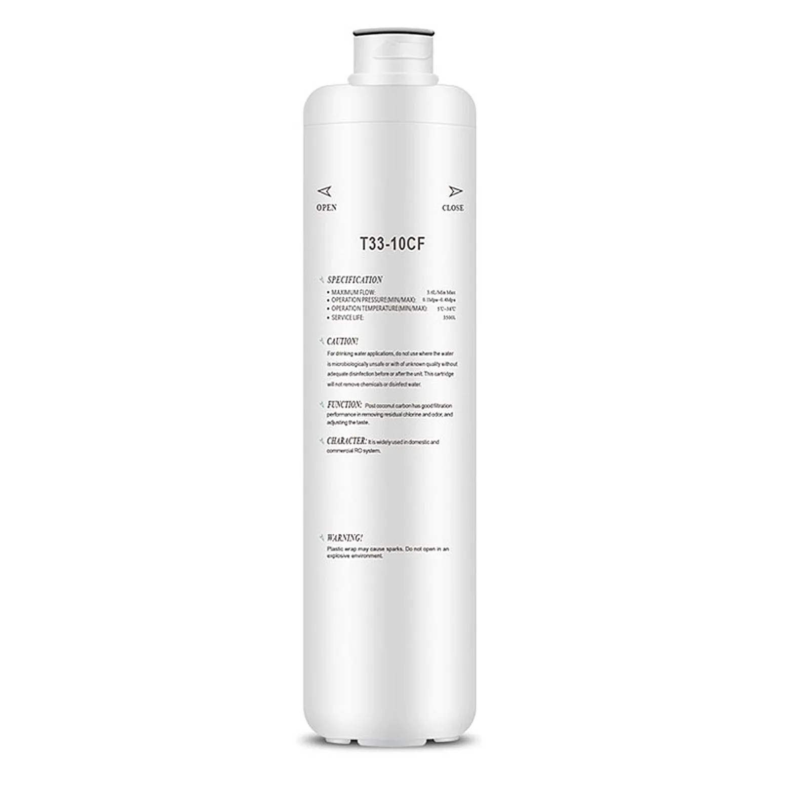 Naturewater T33-10CF Inline Aktivkohleblock Filter, Ersatz Wasserfilter, Inline Kartusche, Postfilter Nachfilter Hauswasserfilter für Trinkwasser Umkehrosmoseanlage