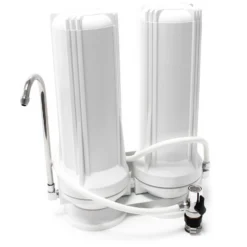Naturewater TR201 2 Stufen Counter Top Wasserfilter, 0,5 µ Filterpatrone Sedimentfilter, 5 µ Aktivkohle Block, mit Universaladapter