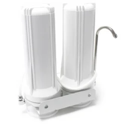 Naturewater TR201 2 Stufen Counter Top Wasserfilter, 0,5 µ Filterpatrone Sedimentfilter, 5 µ Aktivkohle Block, mit Universaladapter