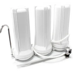 Naturewater TR203 3 Stufen Counter Top Wasserfilter, 0,5 µ Filterpatrone Sedimentfilter, 5 µ Aktivkohle Block, Aktivkohle Granulat