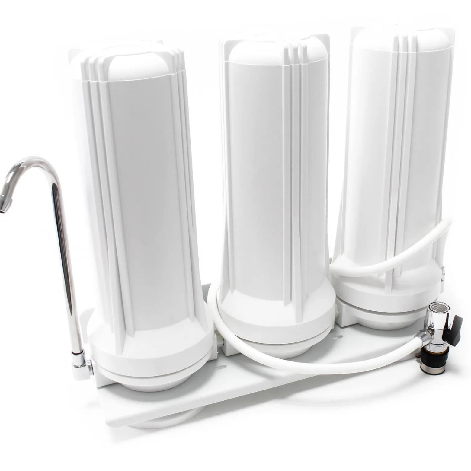 Naturewater TR203 3 Stufen Counter Top Wasserfilter, 0,5 µ Filterpatrone Sedimentfilter, 5 µ Aktivkohle Block, Aktivkohle Granulat