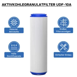 Naturewater UDF-10A Aktivkohle Granulat Filter 10 Zoll (254 mm) 5 µ Ersatz Wasserfilter, Umkehrosmose Filter, Ersatz Filterkartusche