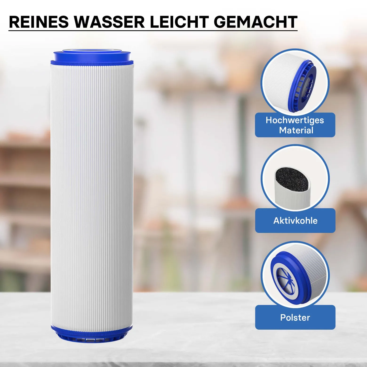 Naturewater UDF-10A Aktivkohle Granulat Filter 10 Zoll (254 mm) 5 µ Ersatz Wasserfilter, Umkehrosmose Filter, Ersatz Filterkartusche