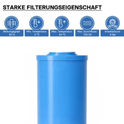 Naturewater UDF-10L Aktivkohle Granulat Filter Big Blue 10 Zoll (254 mm) 5 µ Ersatz Wasserfilter, Umkehrosmose Filter, Ersatz Filterkartusche