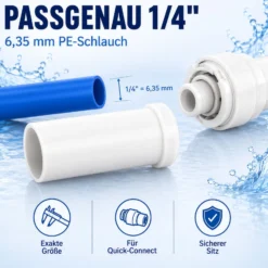 Naturewater Verstärkungshülse 1/4 Zoll 6,35 mm für PE Schlauch, Jaco Schlauchanschluss, für Umkehrosmoseanlage, Wasserfilter, Trinkwasser