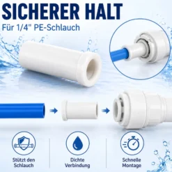 Naturewater Verstärkungshülse 1/4 Zoll 6,35 mm für PE Schlauch, Jaco Schlauchanschluss, für Umkehrosmoseanlage, Wasserfilter, Trinkwasser