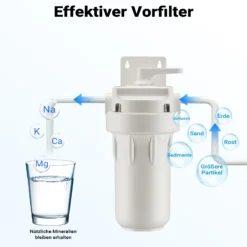 Naturewater Vorfilter für Wasserfilterung, Filterpatrone 10" aus PP, Trinkwasserfilter mit Rückspülfunktion, 1,5-5 bar Arbeitsdruck, Wasser zuhause filtern