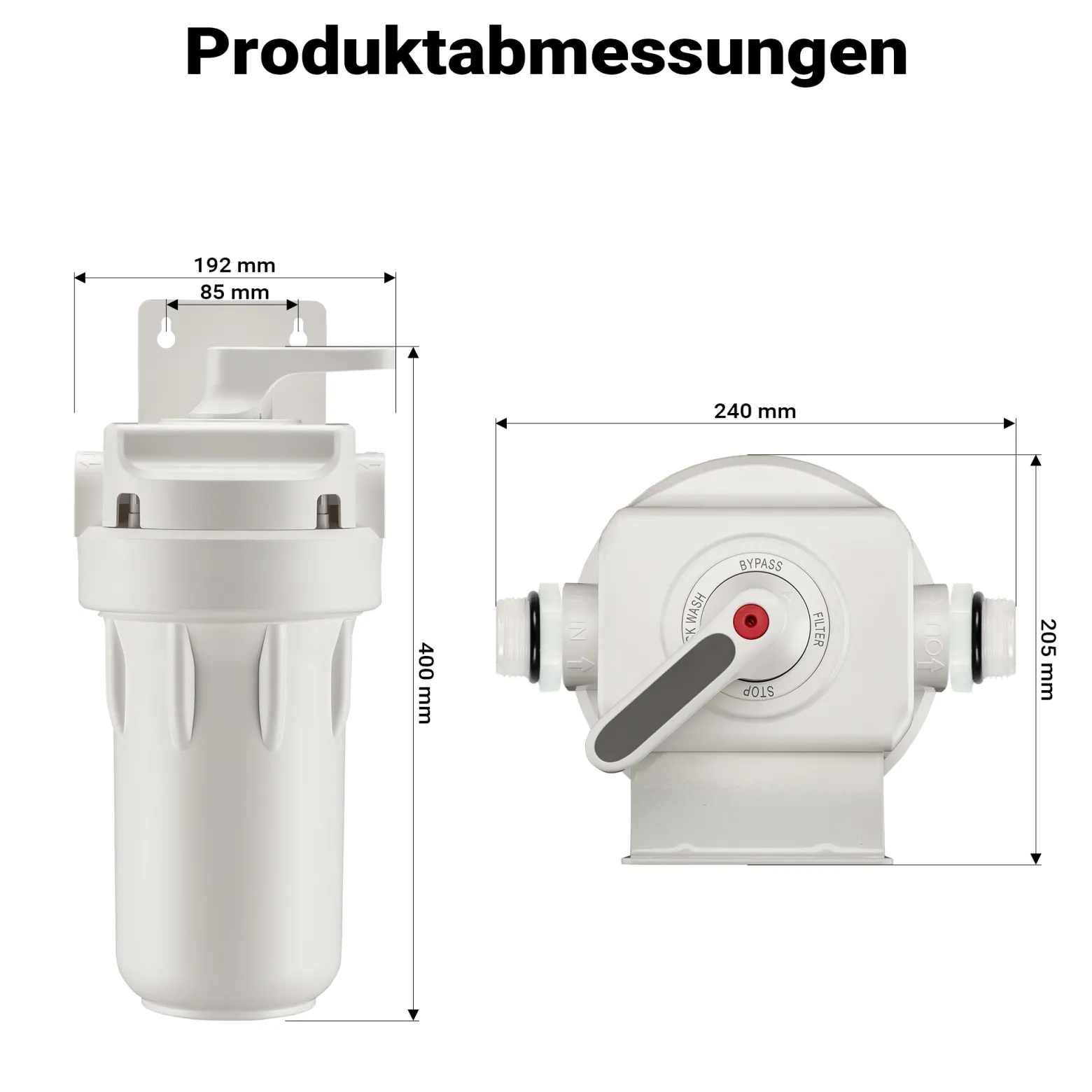 Naturewater Vorfilter für Wasserfilterung, Filterpatrone 10" aus PP, Trinkwasserfilter mit Rückspülfunktion, 1,5-5 bar Arbeitsdruck, Wasser zuhause filtern