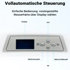 Naturewater Wasserenthärtungsanlage 2000 l/h, automatische Enthärtungsanlage, Entkalkungsanlage mit Ionentauscher, Wasserenthärter mit 25 l Harztank