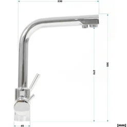 Naturewater 3 Wege Wasserhahn NW-08, 230 x 163 x 305 mm, für Osmoseanlagen und Leitungswasser, mit Regler und Wahlhebel