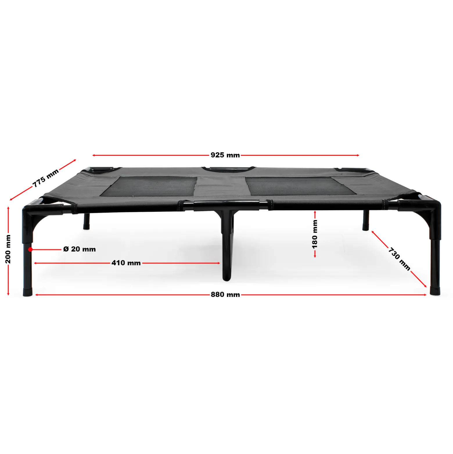 Outdoor Hundebett Hundereisebett Schlafplatz Katzenliege L 92 x 77 x 20 cm Schwarz bis 50 kg
