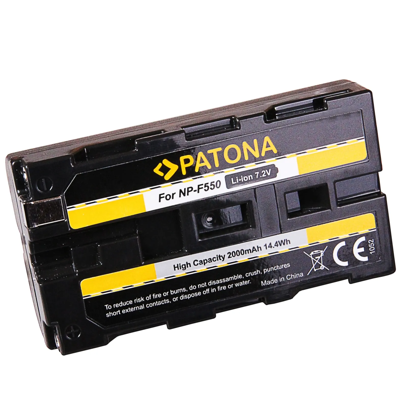 Patona NP-F 550 Lithium-Ionen Akku für Sony NP-F Mount, Kameraakku 2200 mAh, 7,4 V, 16,3 Wh, leistungsstarker Ersatzakku für Camcorder, LED Leuchten und Videokameras