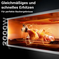 Pizza-Backofen 2000W mit Cordierit Stein für Pizza wie aus dem Steinofen Pizzaofen Backofen Gastro